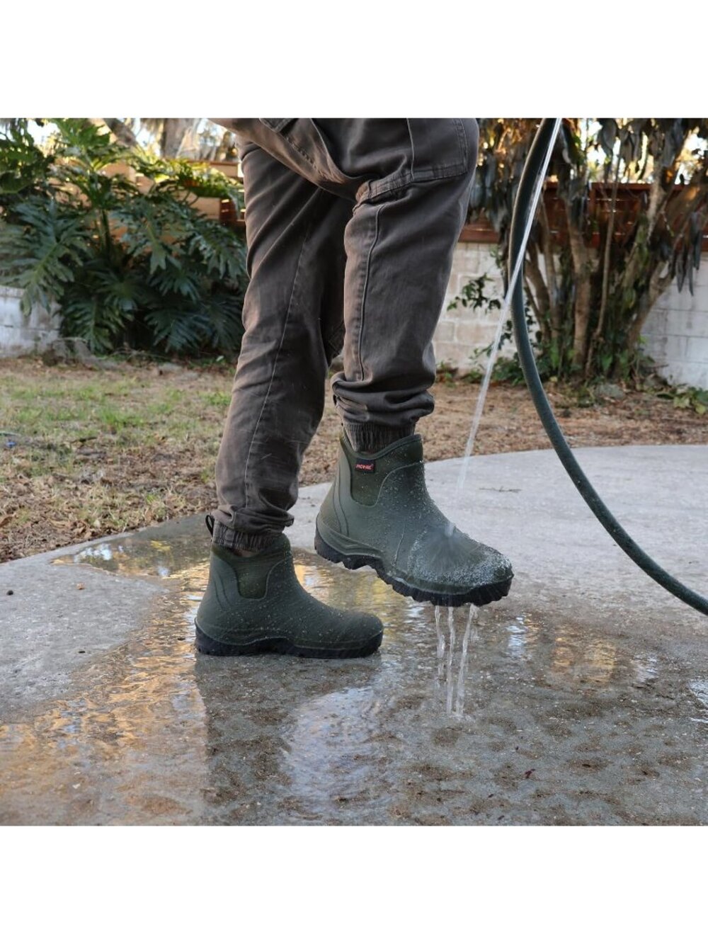 Men's Olive Lightweight Ultra-Light Mud Rubber Fishing Waterproof Rain Boots - Picture 6 of 6